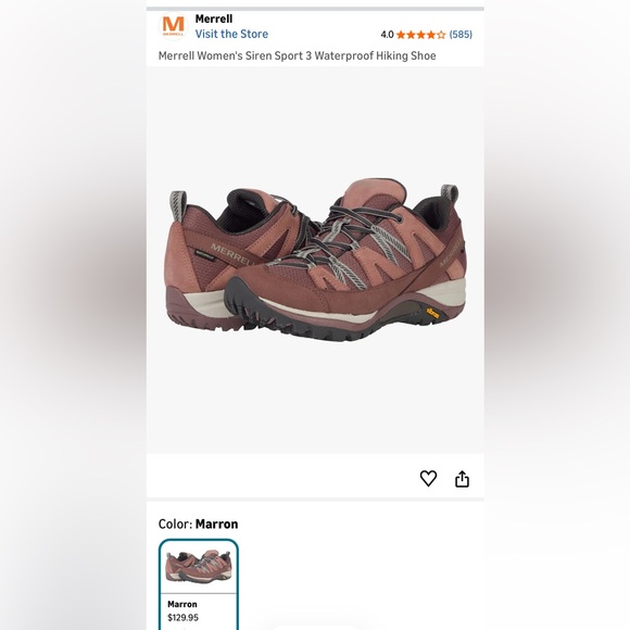 Merrell Siren Sport 3 Maroon Trail Shoes - Picture 10 of 10